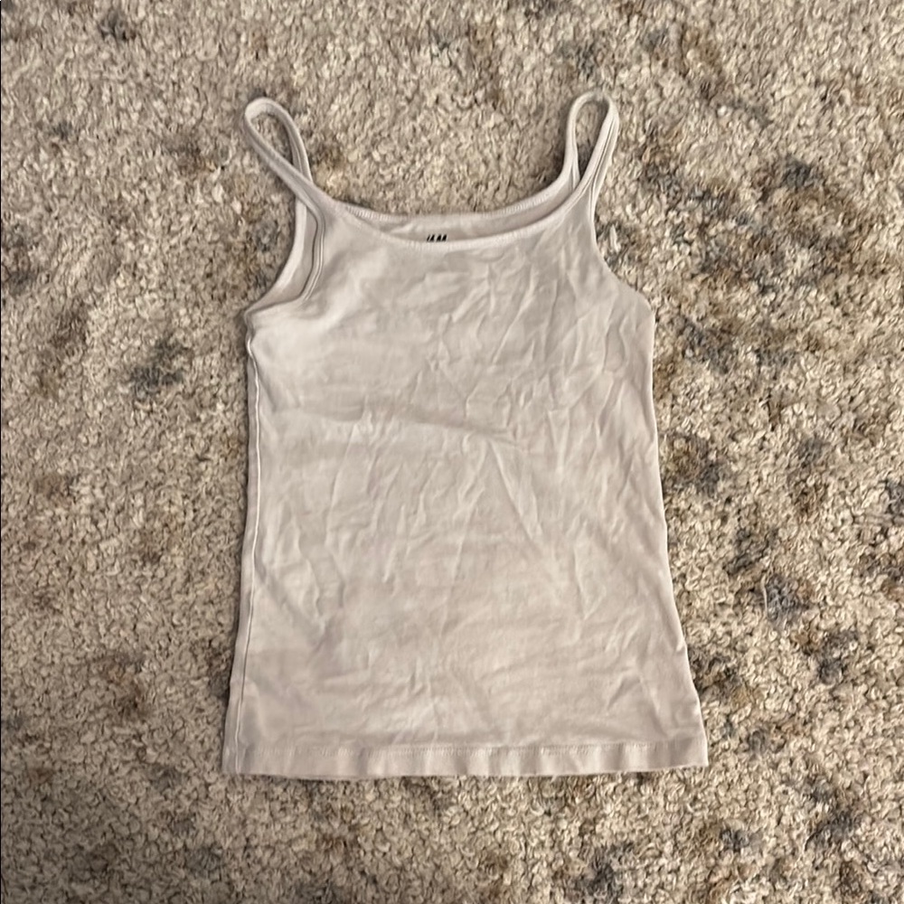 H&M White Fitted Tank Top